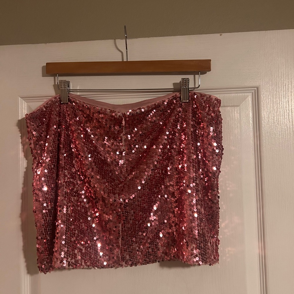 Reformation Saviolla Pink Sequin Skirt - Size 12 - Picture 3 of 7